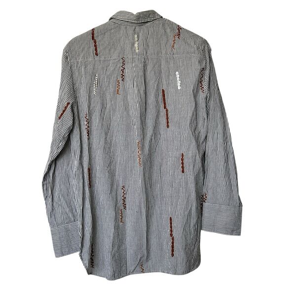 NWT Zara Collection S Striped Embroidered Embellished cotton Button Up Shirt - Picture 3 of 14